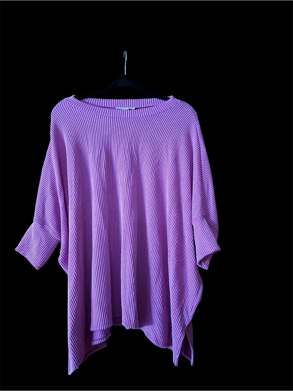 Purple Ribbed Dolman Sleeve Top - Unbranded
